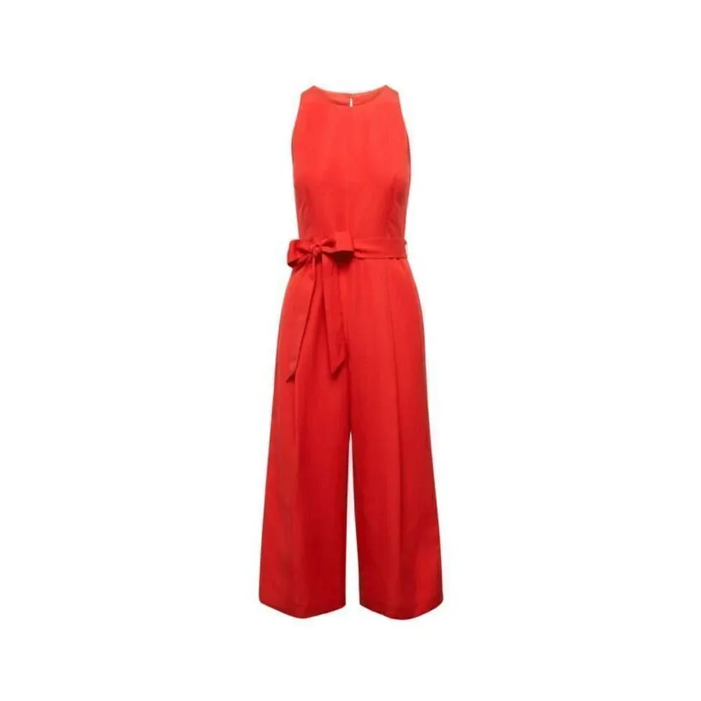 Banana Republic Red Linen-blend Wide-leg Jumpsuit